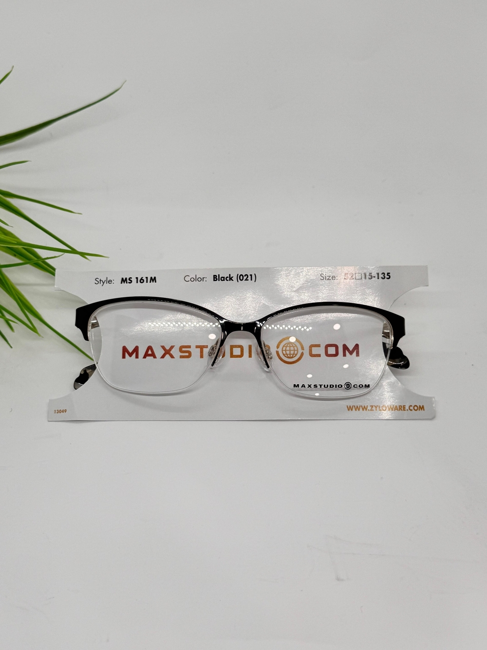 MaxStudio 161M/Black Semi-Rimless Eyeglasses/W52-15-135/NWT